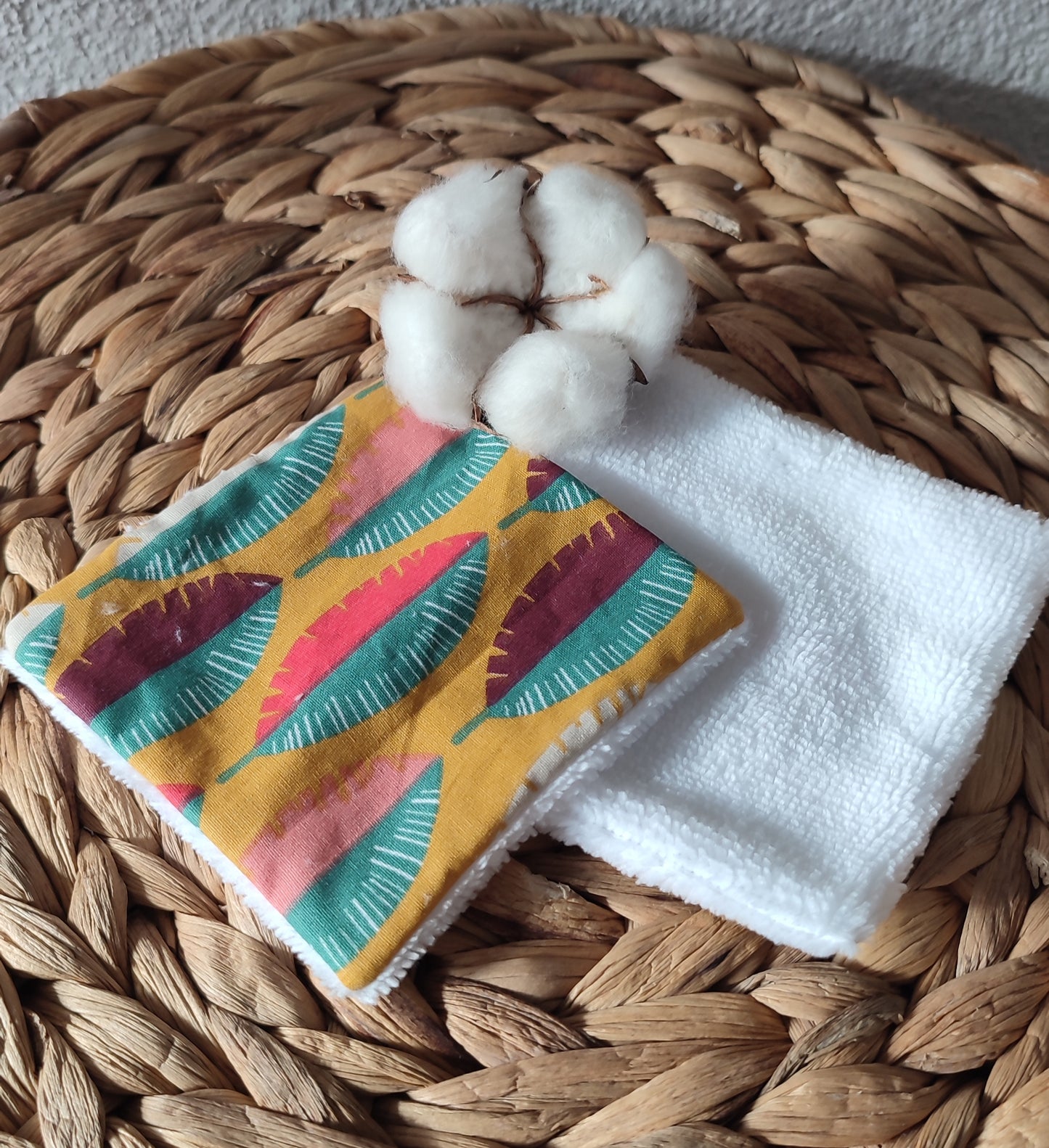 Carré Coton lavable en éponge bambou